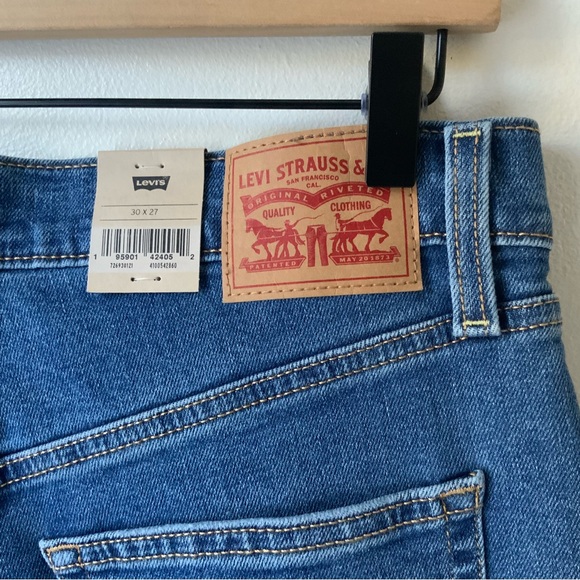 NWT LEVI’S Ribcage Straight Ankle Jeans Super High-Rise Blue 30x27 - Picture 12 of 14